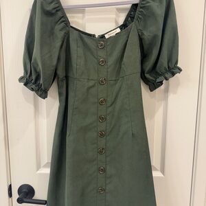 NWOT Francesca’s Olive Button-Front Dress -Size Small